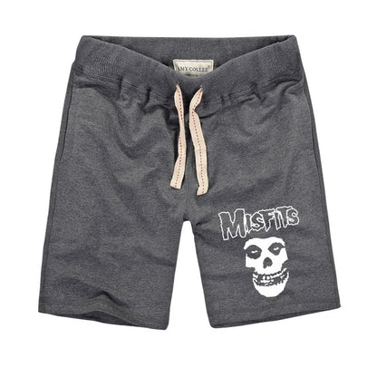 The MISFITS Shorts High Quality Summer Fashion Skull Printed Men's Casual Fitness Shorts Cotton Knit Short Pants Plus Size S-2XL