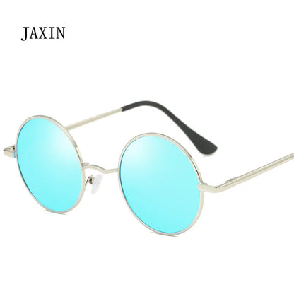 JAXIN Retro Round Sunglasses Men personality Fashion handsome Black Polarized Sun Glasses Mr brand design classic mirror UV400