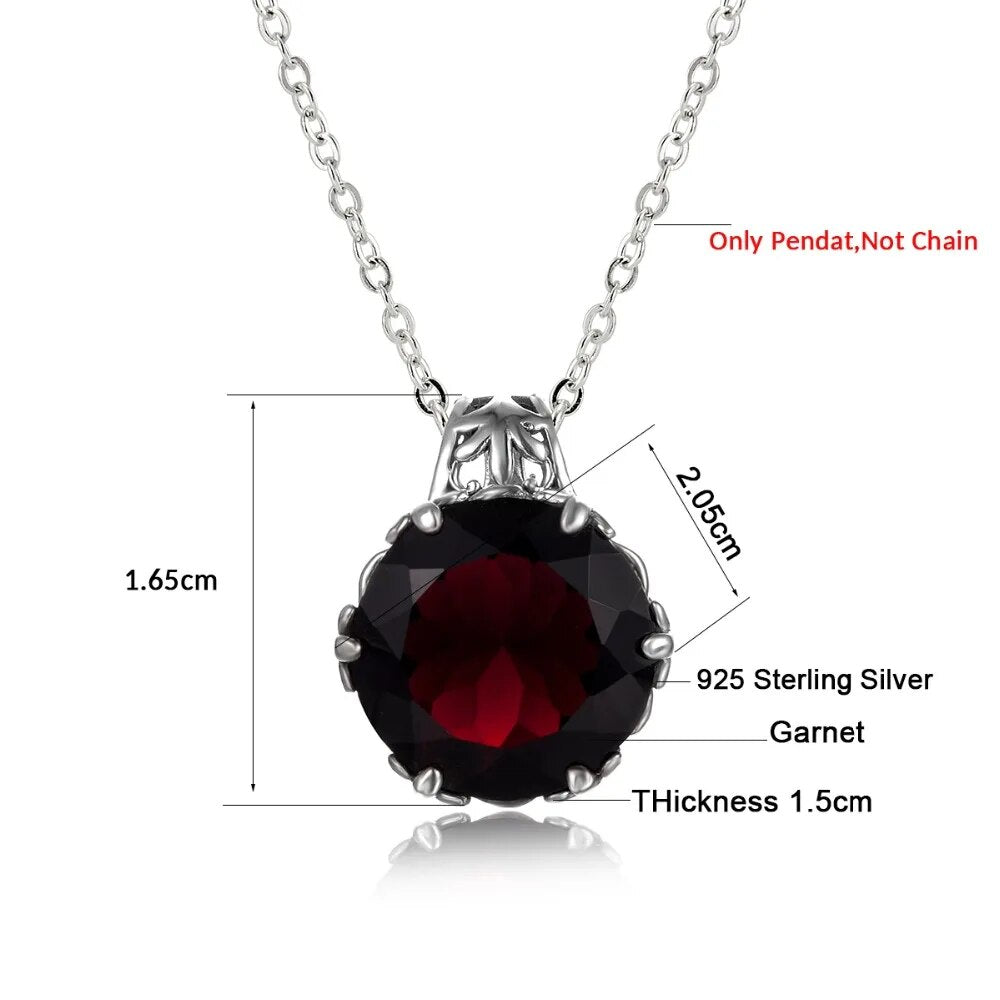 Szjinao Retro Red Garnet Pendant Gemstone Handmade 925 Sterling Silver Rotate Dancing byzantine Women Jewelry Birthstone Gift FD