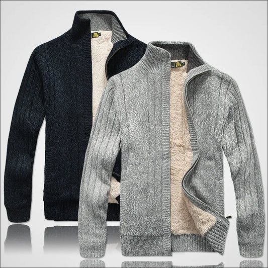 Men's Winter  Sweater Male Clothes Thick Fleece Casual Cardigan Knitted Sweater for Men Coat Warm 2021