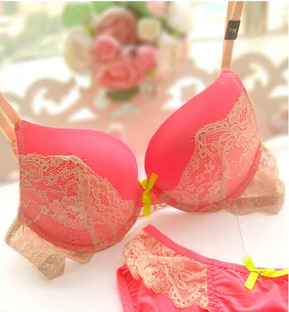 Underclothes Brand Underwear Women Bras B C cup Lingerie set With Brief Sexy Lingerie Lace Embroidery Bra Sets Bowknot Bras