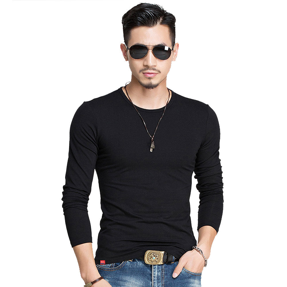 Hot 2023 New Spring Fashion Brand O-Neck Slim Fit Long Sleeve T Shirt Men Trend Casual Mens T-Shirt Korean T Shirts 4XL 5XL A005