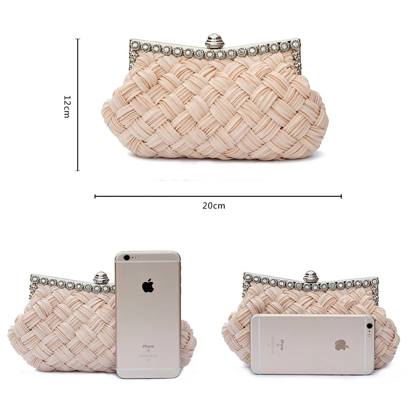 Hot spring Evening bag weave clutch bags Woman handbag Silk Elegant Dinner Ladies' Bag Evening Bag High-grade Handbag