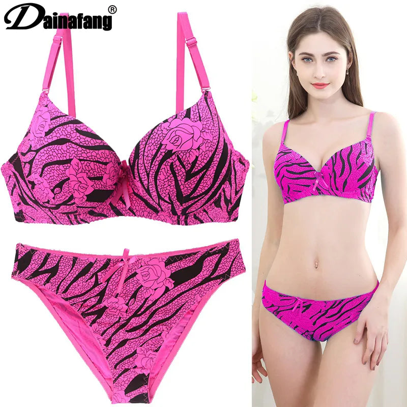 New Sexy Fashion Leopard Bra Cotton Embroidery Lace Push Up Bra B C D Cup Bow Decorative Underwear Women Soutien Gorge 1