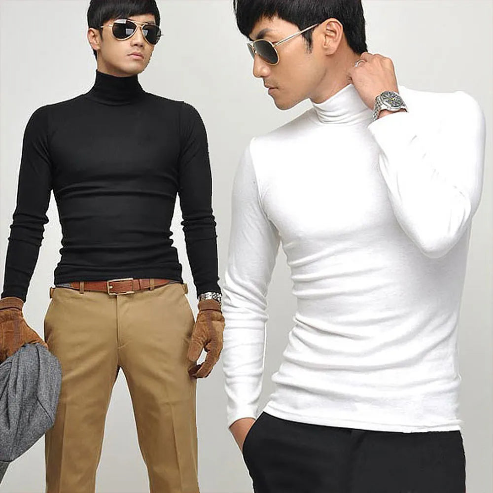 Men's long-sleeve T-shirt Sexy turtleneck high-elastic lycra cotton t shirt 7 colors