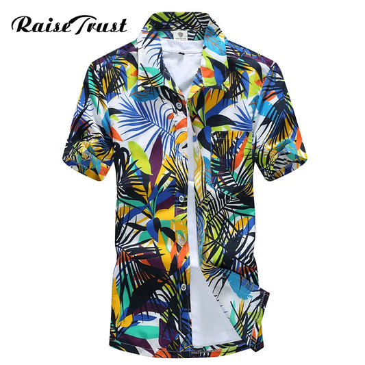 Mens Hawaiian Shirt Male Casual camisa masculina Printed Beach Shirts Short Sleeve  New Fashion Brand Asian SizeM-5XL