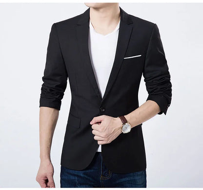 2023 Fashion Men Casual 1 Cotton Jackets Male Slim Fit formal Sky Blue Black Blazer Suit Plus Size 5XL Fashion Men Blazer Sping