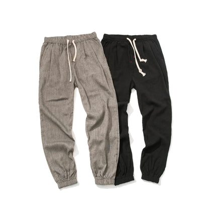 Summer Cotton Linen Harem Men Pants Chinese Style Joggers Men Casual Lightweight Ankle-length Male Trousers Sweatpants