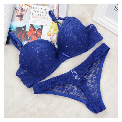 Intimates Set New Women Sexy Bra Sets Embroidered Lace Thong Bra And Panty Set Bow B C 34 36 38 Sexy Lingerie Set s