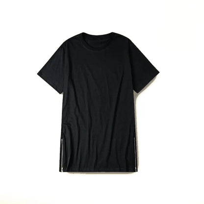 2023 MRMT Mens Zipper Long T-Shirt Black Men's Cotton T Shirts Tee Tops Man Clothing Extra Long T Shirt For Male Brand Tee shirt
