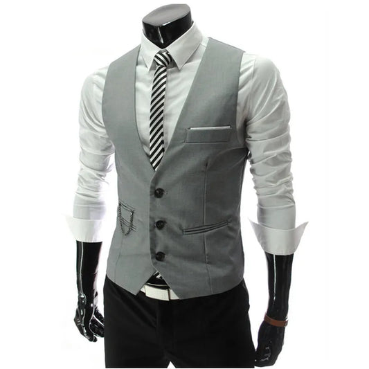 2020 New Arrival Dress Vests For Men Slim Fit Mens Suit Vest Male Waistcoat Gilet Homme Casual Sleeveless Formal Business Jacket