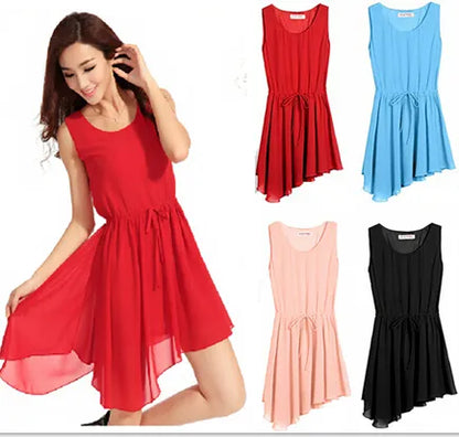 2023 New Summer 10 color asymmetrical chiffon dress,   -  sexy party dress, fashion women vestidos girl dresses maxi dress