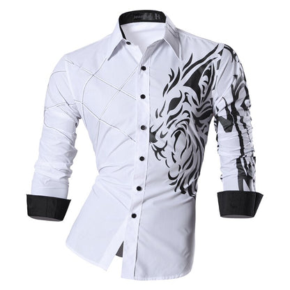 Jeansian Men's Fashion Dress Shirts Casual Long Sleeve Tatoo Stylish Z030