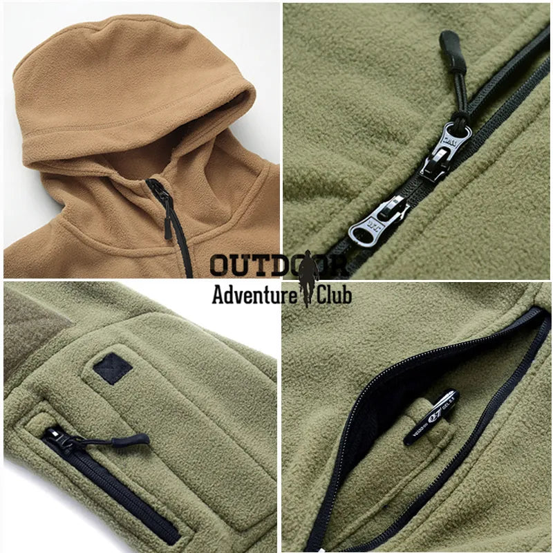 Winter Military Tactical Fleece Jacket Men Warm Polar Army Clothes Multiple Pocket Outerwear Casual Thermal Hoodie Coat Jackets