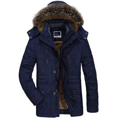 Mens New Fashion Winter Jacket Men Thick Casual Outwear Jackets Men's Fur Collar Windproof Parkas Plus Size 6XL Velvet Warm Coat