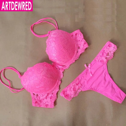 ARTDEWRED Brand Temptation Lace Brief Women Bra Set Intimate Plus Size ABC Push Up Bra Brief Sets Sexy Underwear Panty Set