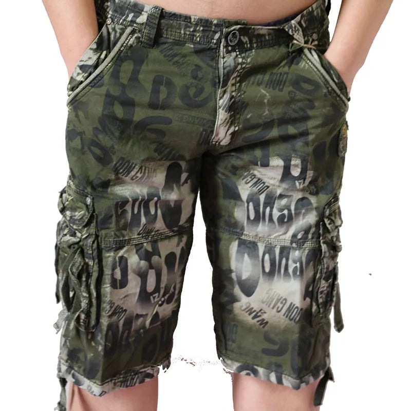 SHIFUREN Mens Camouflage Cargo Military Shorts Loose Casual Multi Pocket Men's Shorts Beach Military Army Cargo Shorts (No belt)