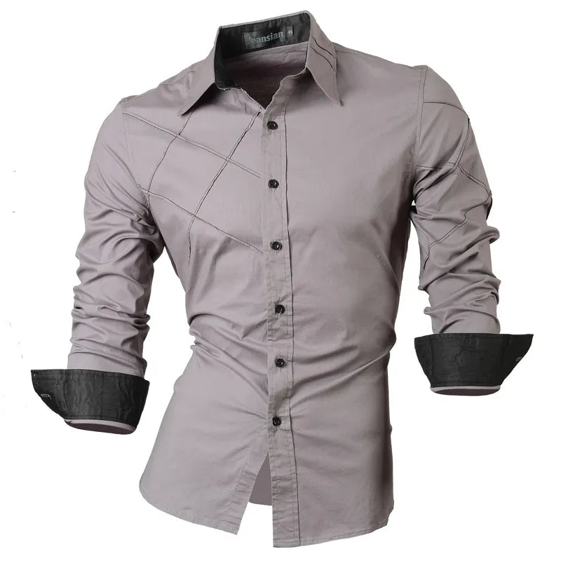 jeansian casual shirts dress male mens clothing long sleeve social brand boutique cotton western button 2028