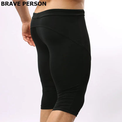 BRAVE PERSON Shorts Men Elastic Tight Beach Board Shorts Knee-length Beach Wear Men's Trunks Shorts Multiple Uses B2221