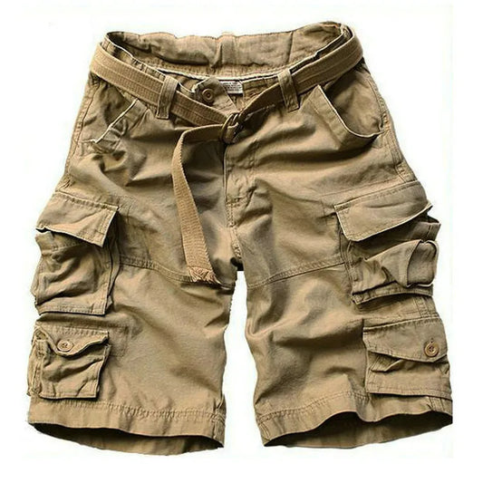 2023 New Summer Multi-pocket Camouflage Mens Shorts Casual Loose Camo Knee-length Mens Cargo Shorts With Belt S-3XL