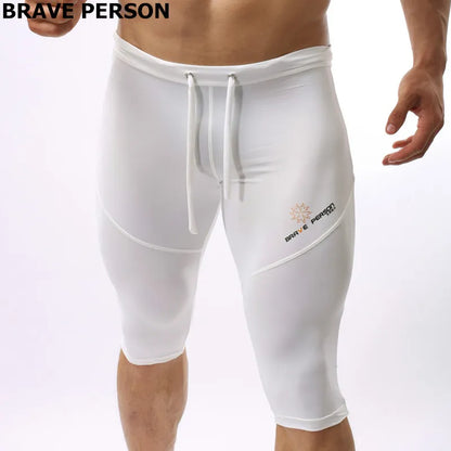 BRAVE PERSON Shorts Men Elastic Tight Beach Board Shorts Knee-length Beach Wear Men's Trunks Shorts Multiple Uses B2221