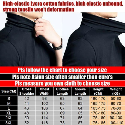 Men's long-sleeve T-shirt Sexy turtleneck high-elastic lycra cotton t shirt 7 colors