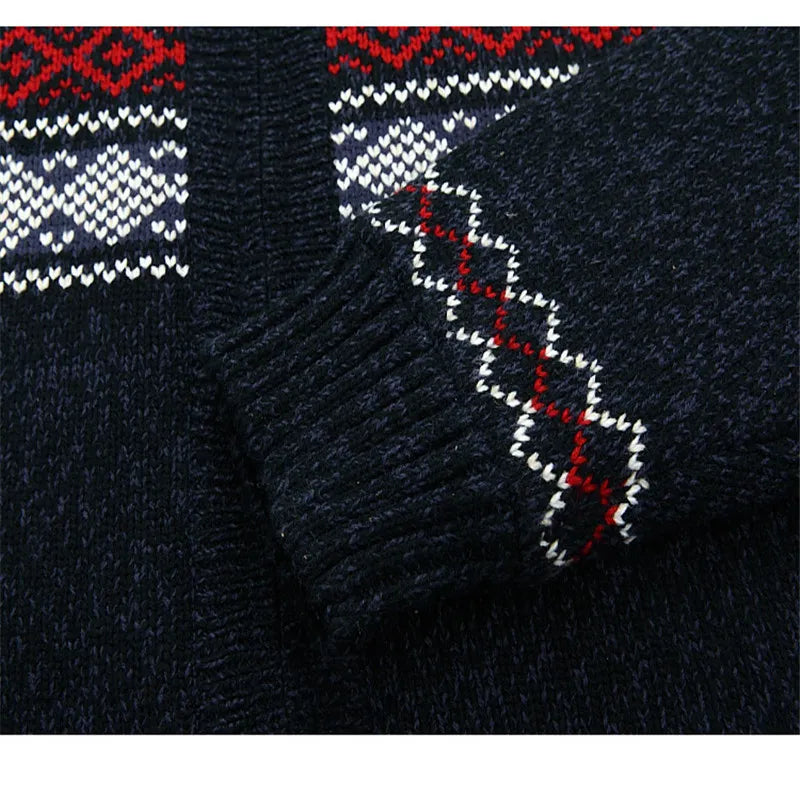 2021 Winter Sweater Male Thicken Fleece Men Cardigan Cotton Knitted Jacquard Men's Sweater coat Size S -3XL
