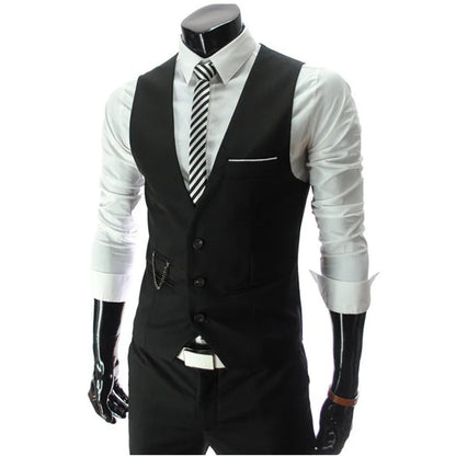 2020 New Arrival Dress Vests For Men Slim Fit Mens Suit Vest Male Waistcoat Gilet Homme Casual Sleeveless Formal Business Jacket