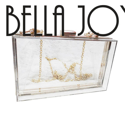 BELLA JOY New Acrylic Transparent Women Clutch Bag Chain  Women Messenger Bag Evening Bag Handbag Chain Shoulder Bag