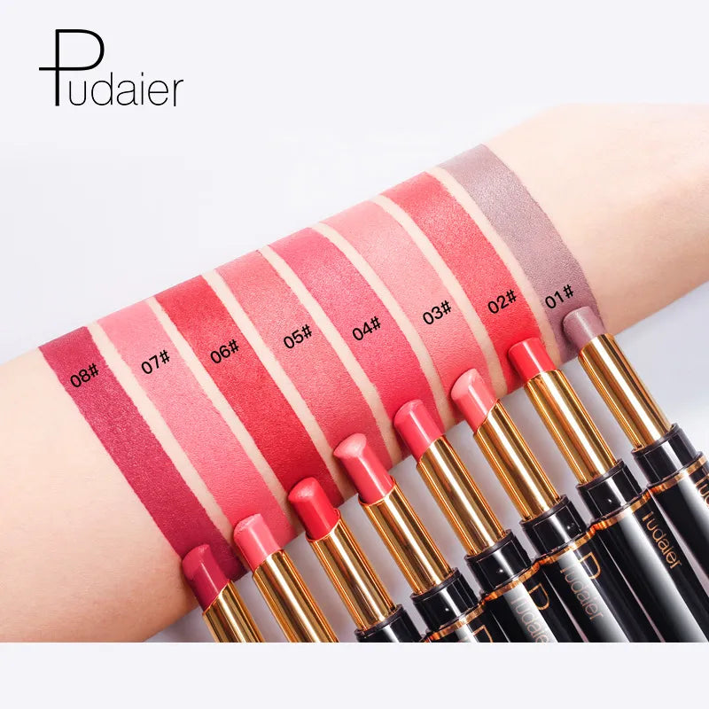 Pudaier 2 In 1 Lip Liner Pencil Matte Lipstick Lip Beauty Makeup Waterproof Nude Color Cosmetics Lipliner Pen Lipstick