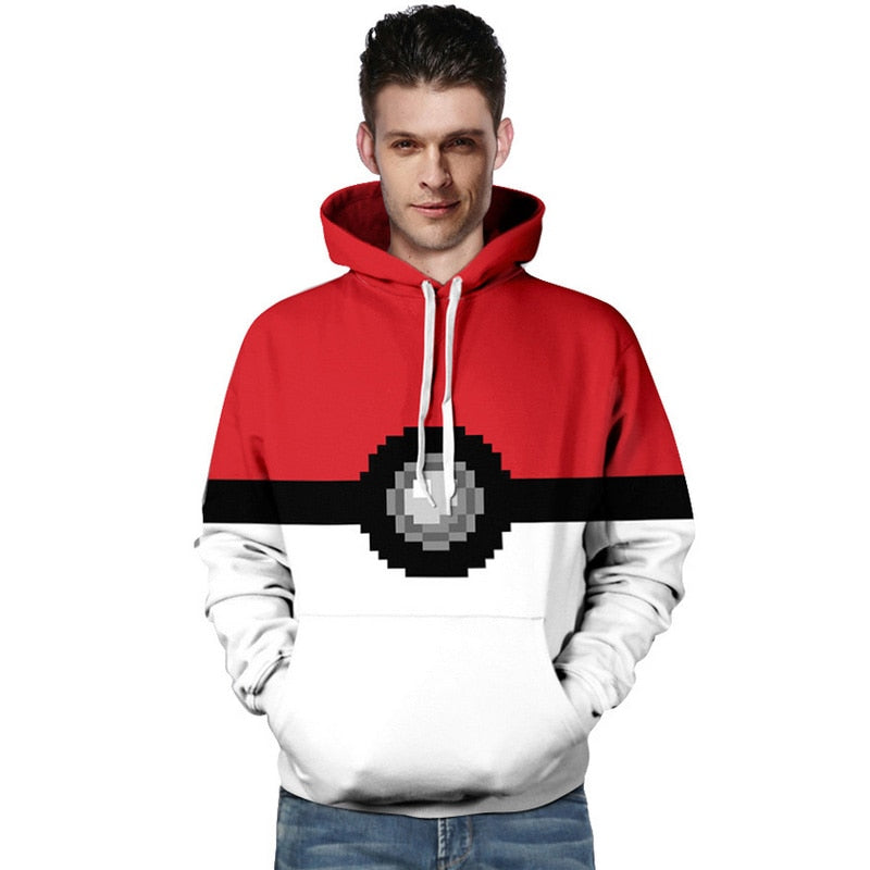 Hoodies Men/Women Streetwear Hip Hop Sweatshirts Men 3D Print Pokeball Casual Loose Traksuit Pullover Hoody