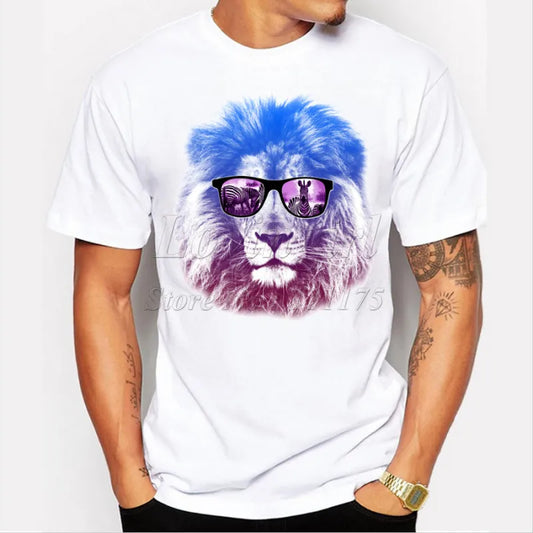 Newest 2015 men's fashion short sleeve summer lion printed t-shirt  funny tee shirts Hipster O-neck popular tops