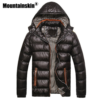 Mountainskin Hooded Men's Winter Jackets Casual Parkas Men Coats Thick Thermal Shiny Coats Slim Fit Brand Clothing 7XL SA045