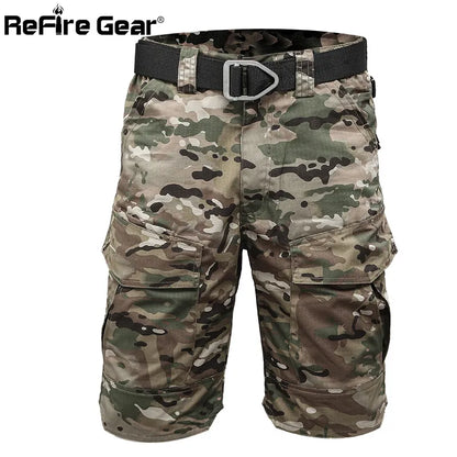 Summer Militar Waterproof Tactical Cargo Shorts Men Camouflage Army Military Short Male Pockets Cotton Rip-stop Casual Shorts