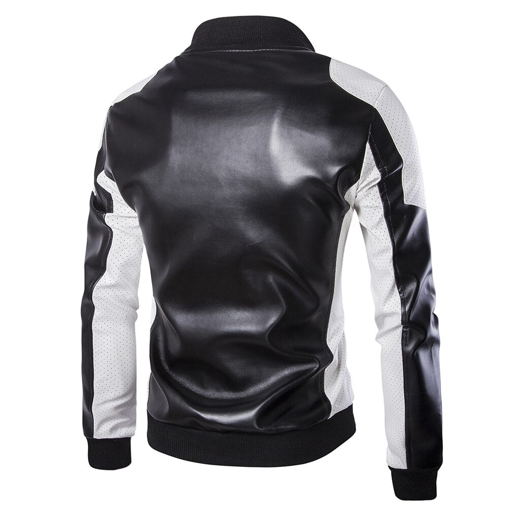 Top Quality Fashion Men White Leather Jackets And Coats Pu Match Color Overcoat M-5XL AYG94