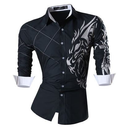 Jeansian Men's Fashion Dress Shirts Casual Long Sleeve Tatoo Stylish Z030