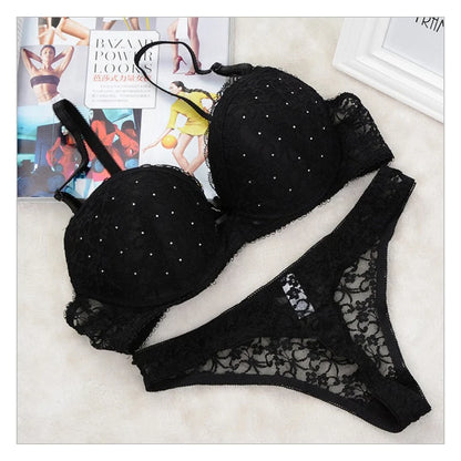 Intimates Set New Women Sexy Bra Sets Embroidered Lace Thong Bra And Panty Set Bow B C 34 36 38 Sexy Lingerie Set s