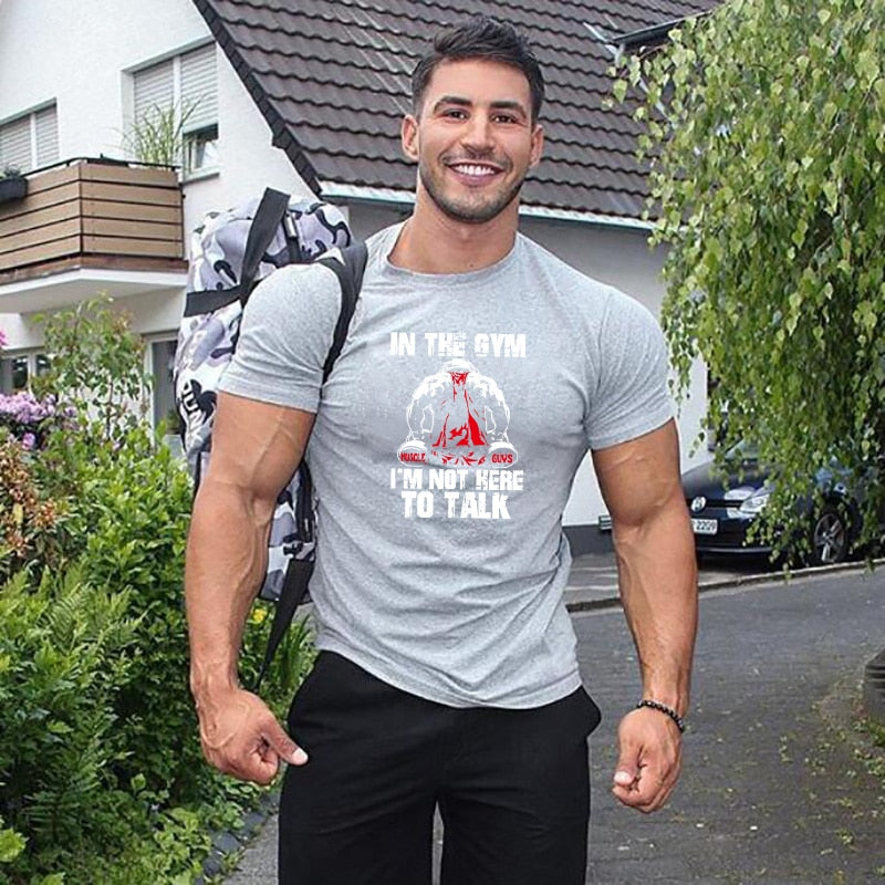 Muscleguys Brand Fitness Tshirt Man Summer cotton Tops Men Short Sleeve T Shirt Fashion Print Bodybuilding tshirt gyms Clothing