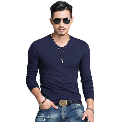 Hot 2023 New Spring Fashion Brand O-Neck Slim Fit Long Sleeve T Shirt Men Trend Casual Mens T-Shirt Korean T Shirts 4XL 5XL A005