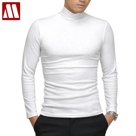 Men's long-sleeve T-shirt Sexy turtleneck high-elastic lycra cotton t shirt 7 colors