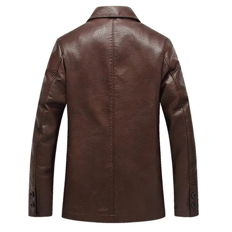 Leather Jacket Men Soft PU Leather Jacket Male Business Casual Coats Man Jaqueta Masculinas Inverno Couro Large Size XXXL 4XL