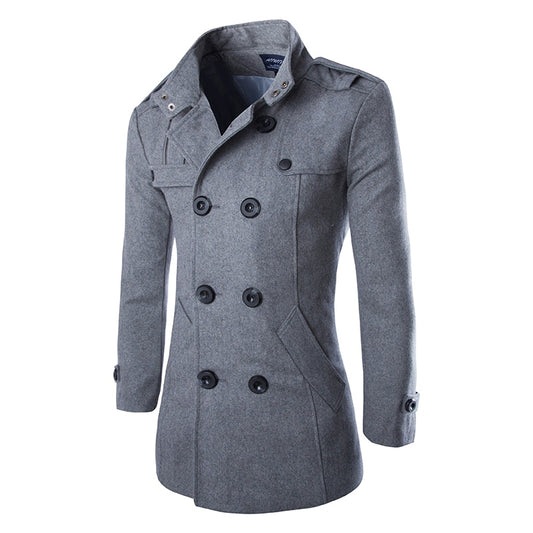drop shipping autumn men dust coat woolen overcoat slim fit outwear 2 colors M-5XL AYG118