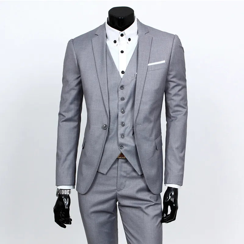 2022 New Men Suits Single-Breasted Brand Suits Jacket Formal Dress Men Suit Set Wedding Suits Groom Tuxedos (Jacket+Pants+Vest)