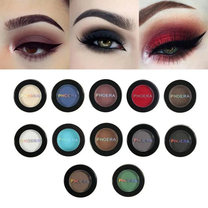 PHOERA Matte 12 Colors Eye Shadow Powder Easy To Color Single Eyeshadow Palette Long-lasting Beauty Eye Makeup Cosmetics TSLM1