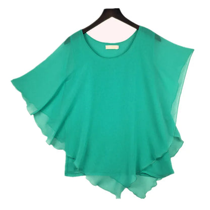 2023 Summer  women Chiffon casual Blouses & shirts blusas,batwing sleeve women chiffon shirt wome clothing