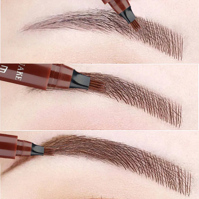 Four-Headed Eyebrow Pencil Waterproof Sweat-Proof Non-Fading Black Brown Liquid Eyebrow Pencil 4-Fork Eyebrow Pencil