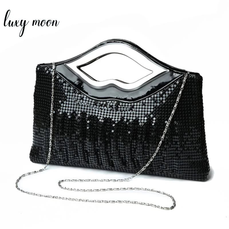 Women's Evening Clutch Purse and Handbag Luxury Designer Black Gold Silver Evening Bag Sequin Shoulder Bag Female Wedding Clutch