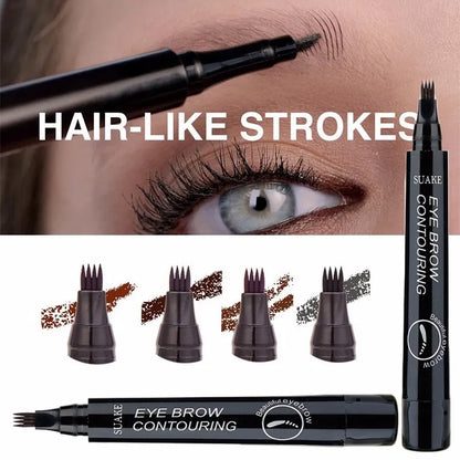 5 Colors Eyebrow Pen Waterproof 4 Fork Tip Eyebrow Tattoo Pencil Long Lasting Natural Dark Brown Liquid Eye Brow Pencil