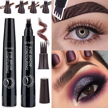 5 Colors Eyebrow Pen Waterproof 4 Fork Tip Eyebrow Tattoo Pencil Long Lasting Natural Dark Brown Liquid Eye Brow Pencil