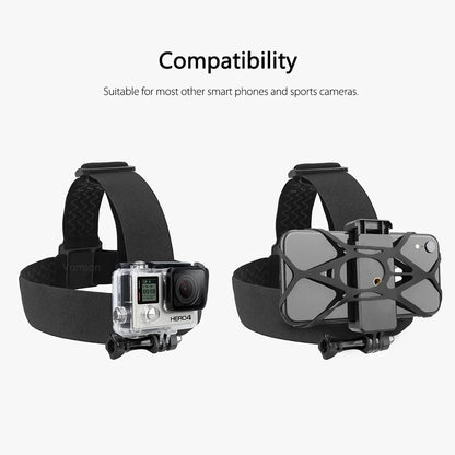 Vamson for Gopro 10 9 8 7 6 5 Accessories Head Belt Strap Mount Adjustable For Gopro Hero 10 9 6 5 4 3+2 1 for Yi 4K SJCAM VP202